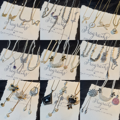 秋冬款小众设计感轻奢保色镶钻珍珠短款项链气质女时尚长款毛衣