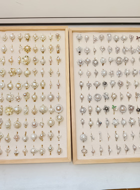 淡水珍珠镶钻锆石戒指淑女款简约设计感真金保色气质女时尚戒子