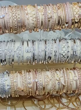 现货时尚简约厚金保色轻奢风镶钻锆石手镯气质女设计款手饰