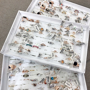 1.8元便宜金属银色简约大方镶钻戒指韩版保色细指环义乌饰品混批