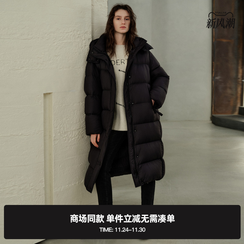 专柜新款U/TI尤缇2025冬季长款黑色羽绒服宽松廓形加厚保暖外套女
