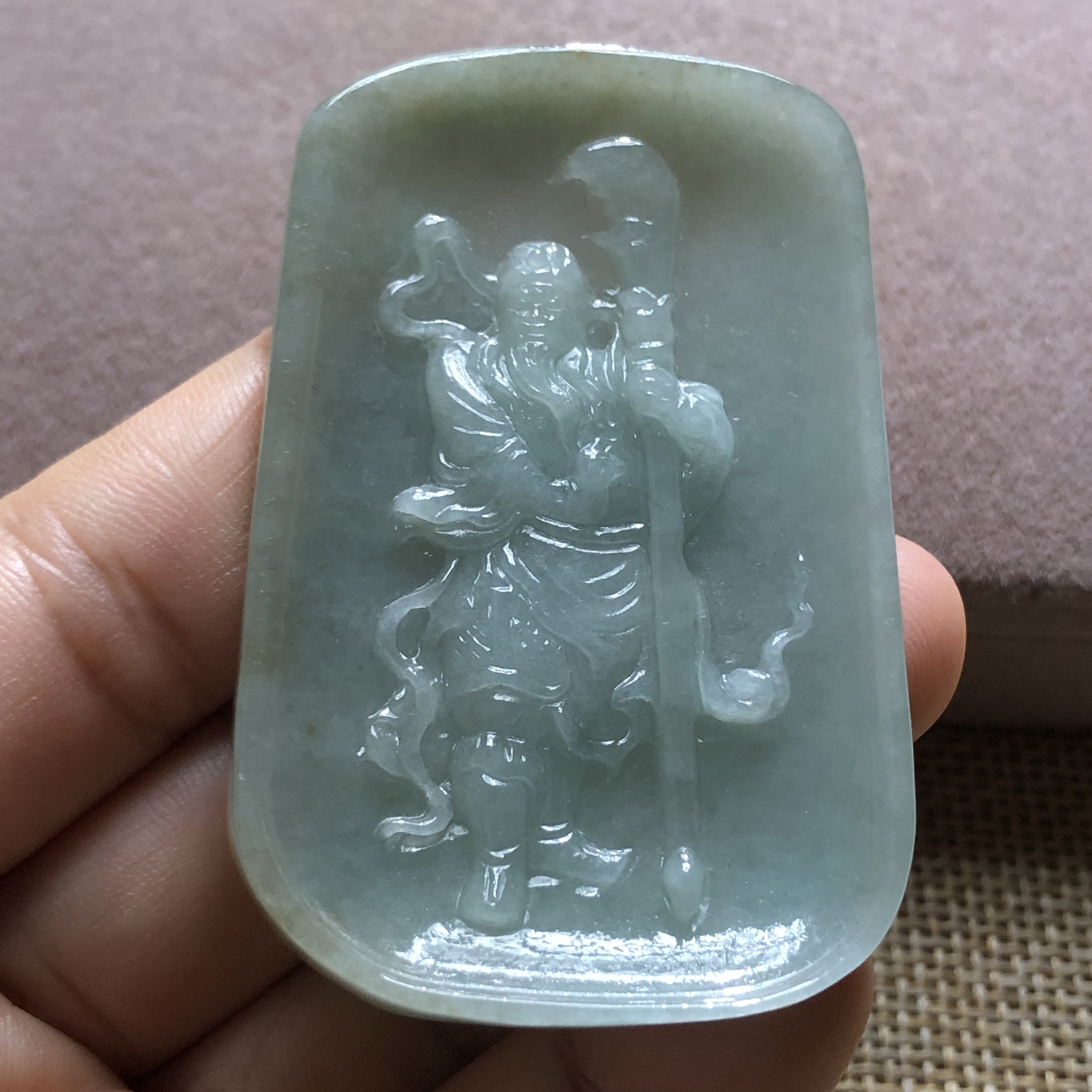 缅甸玉石A货翡翠玉雕玉器文玩精雕关公玉牌挂件吊坠捡漏价附证书