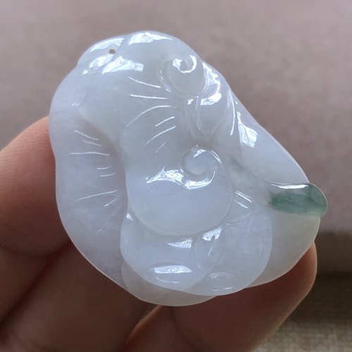 缅甸玉石A货翡翠玉雕玉器文玩老坑料冰糯种飘花如意挂件吊坠捡漏