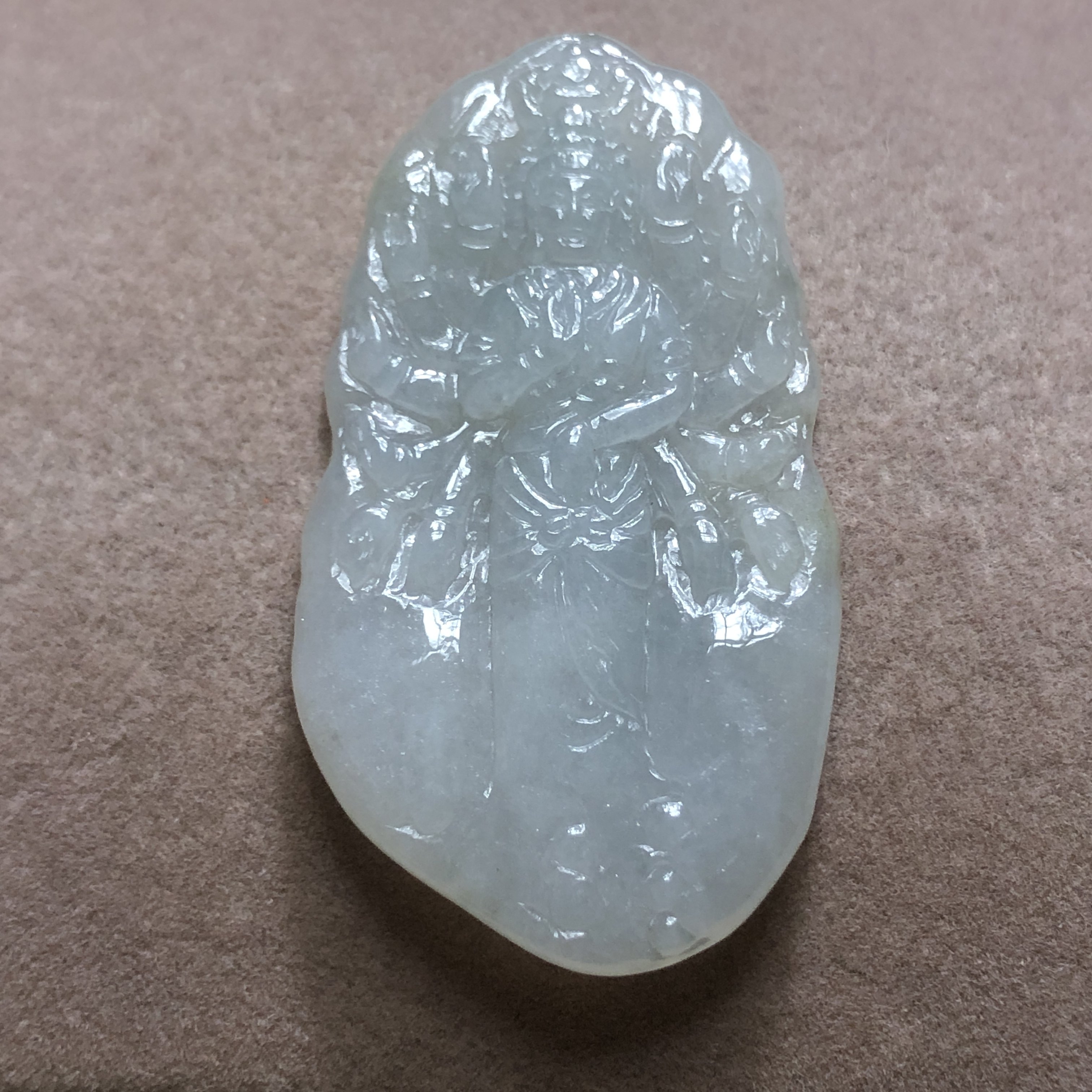 缅甸玉石A货翡翠玉雕玉器文玩冰糯种千手观音玉牌挂件吊坠捡漏价