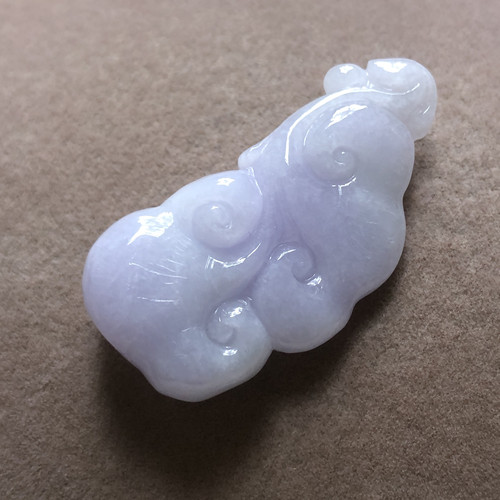 缅甸玉石A货翡翠玉雕玉器文玩冰糯种紫罗兰满色如意挂件吊坠捡漏