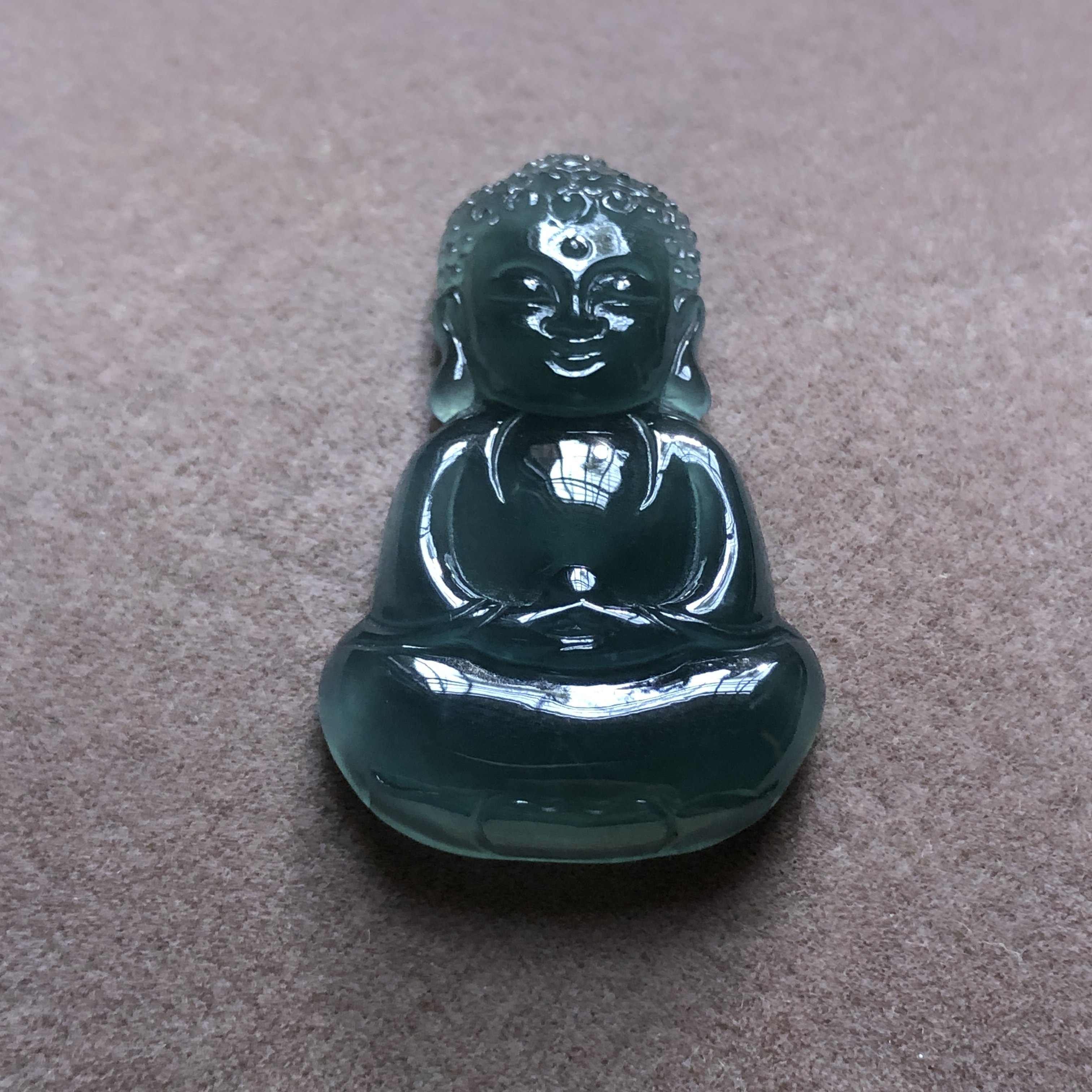 危地马拉玉石A货翡翠珠宝玉雕玉器危料冰种蓝水宝宝佛挂件吊坠