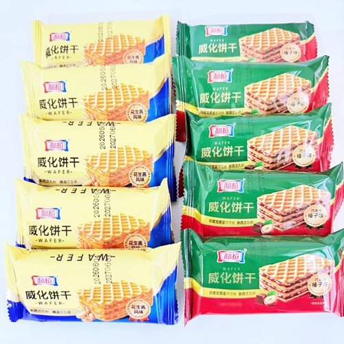 利拉威化饼干巧克力榛子花生酱风味夹心酥脆散称独立装零食点心