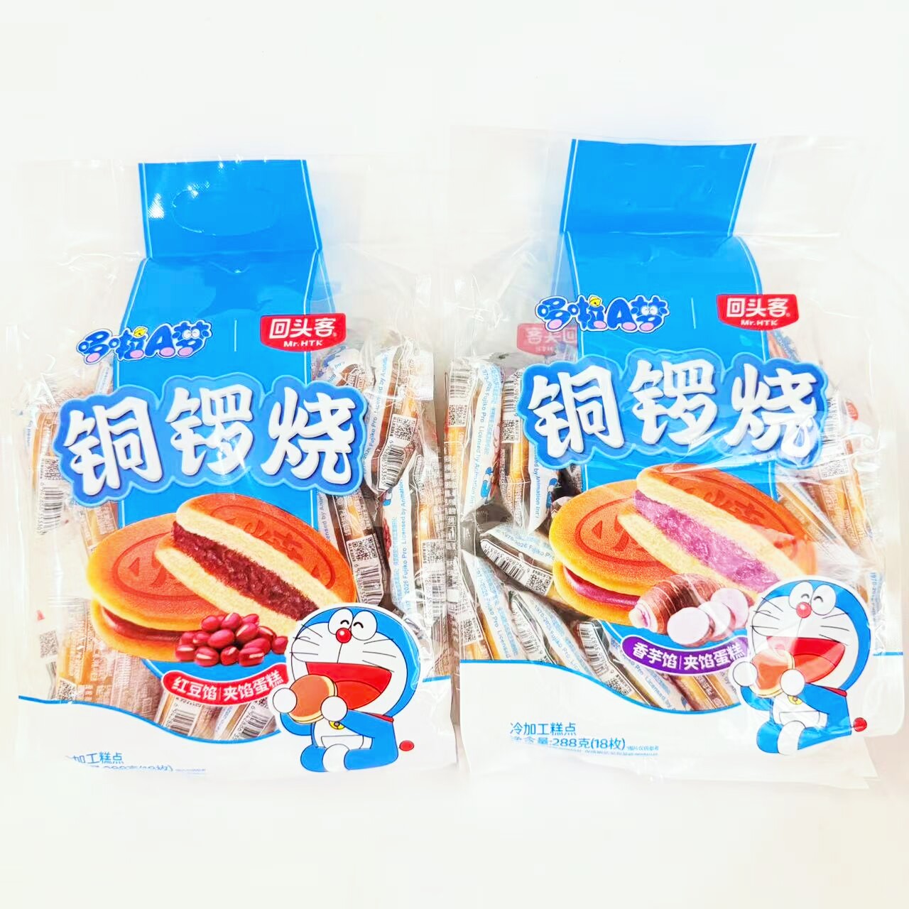 回头客铜锣烧哆啦A梦联名288克香芋红豆夹馅蛋糕早餐下午零食点心