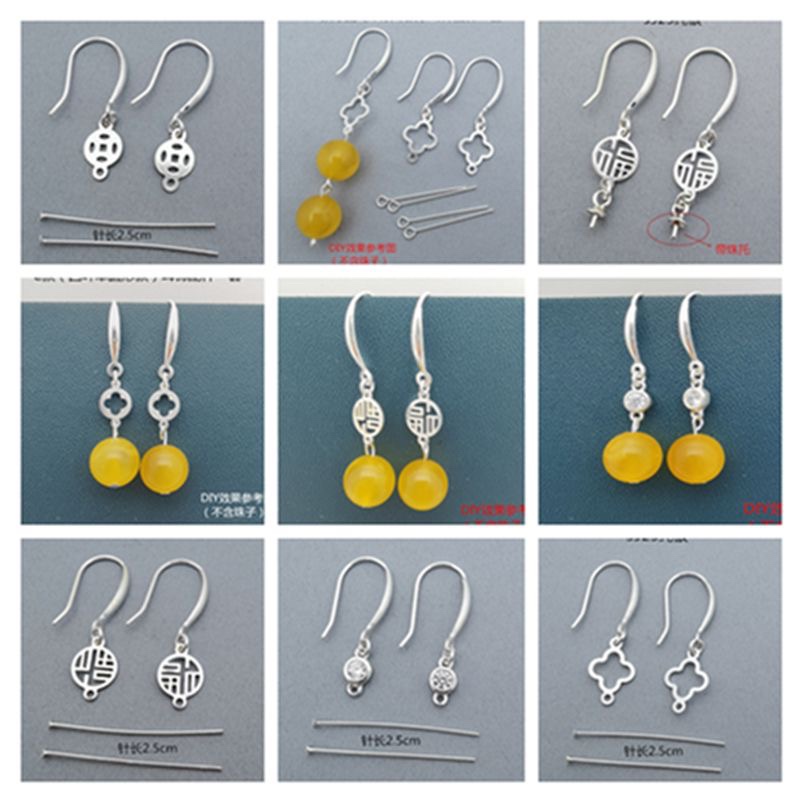 耳环材料包diy耳饰配件纯银S925手工自制T针流苏银饰品防过敏简单