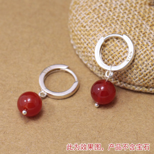 925纯银耳圈夹扣耳环耳饰半成品 圆珠耳勾DIY配件材料 珍珠耳线耳