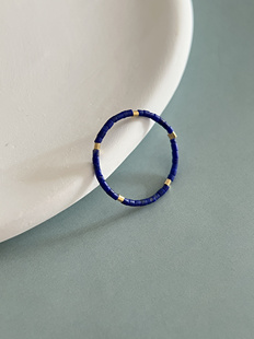 VerGem原创手工天然青金石戒指1mm指环关节戒尾戒美国14k包金戒指