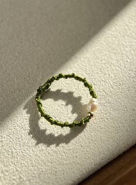 VerGem原创手工编织戒指天然石幸运指环 秋冬气质细戒指闺蜜戒指