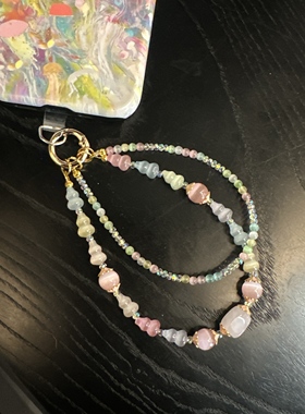 猫眼葫芦~轻奢风串珠水晶珠链手机挂件彩色珠饰包挂链条挂饰