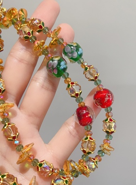 国风琉璃~复古港风琉璃水晶手机链女转运百搭高级感小众设计挂件