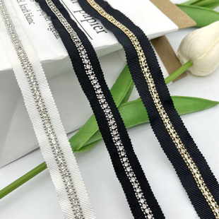 饰辅料 镶钻布条水钻珠链布条花边手工DIY服装 外套裤 边鞋 帽等装