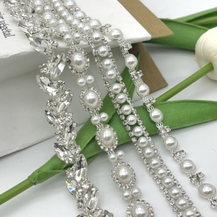 超精致西装肩部水钻链手工DIY外套礼服装饰发夹帽子装饰辅料