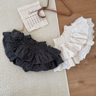 女宝可爱碎花绣花屁屁裙裤 秋冬ins丝绒百搭短裤 110 小洛特73