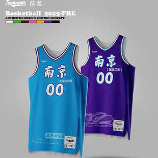 TEAMNAME江苏城市剪影定制宽松南京无锡苏州徐州美式球衣篮球队服