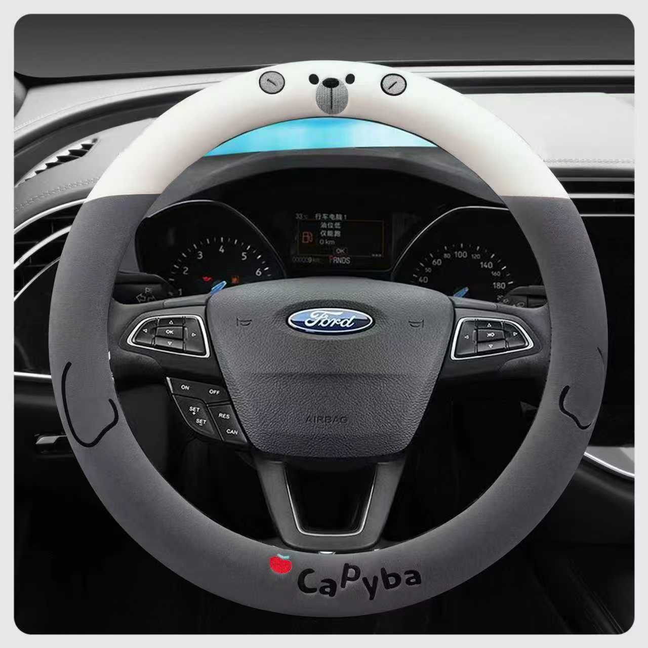 适用于福特翼虎翼博锐界福克斯福睿斯蒙迪欧方向盘套冬季毛绒保暖