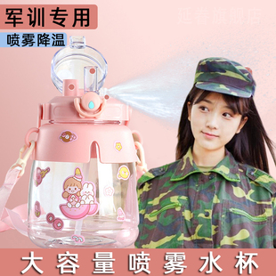 带喷雾大肚水杯学生运动吸管大容量耐高温儿童水壶夏季网红