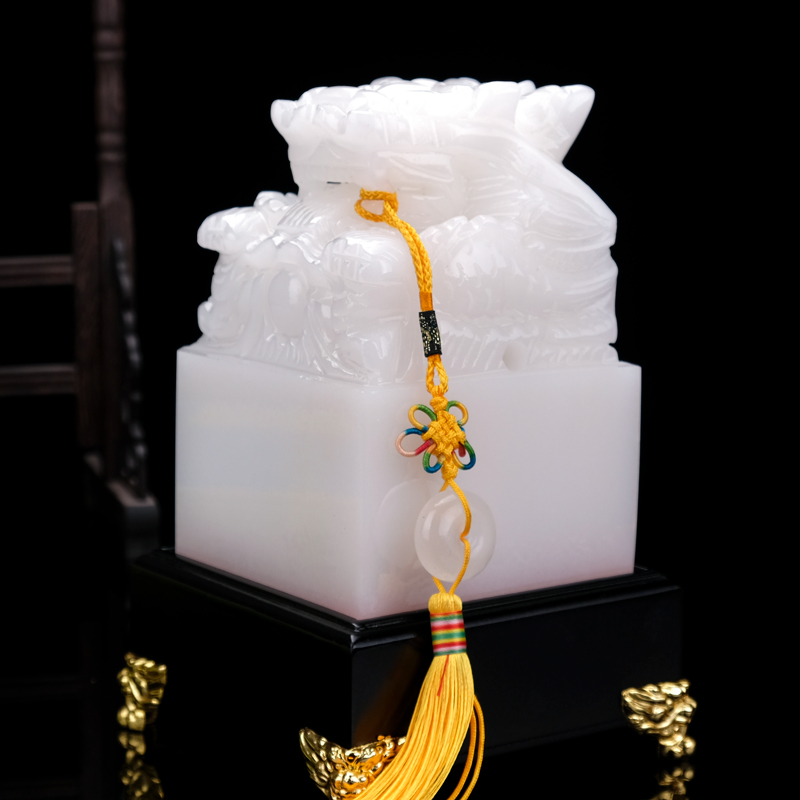 阿富汗玉石龙头印章大号玉玺摆件 办公室桌商务礼品定制刻字 包邮