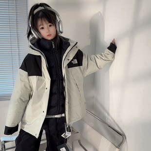 女童冲锋衣三合一可拆卸2025新款羽绒服儿童冬季加厚90白鹅绒外套