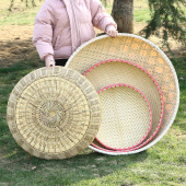 手工制品圆簸箕有孔竹筛子无孔竹匾竹子茶叶筛揉茶叶晾晒大筐加固