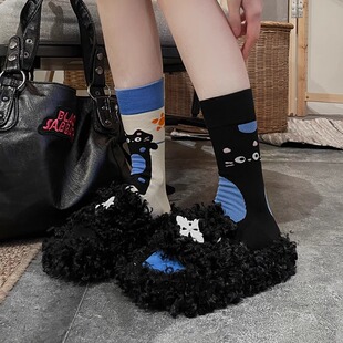 春夏新品 潮流百搭创意网红鸳鸯袜 AB不对称中筒袜精梳棉袜子个性