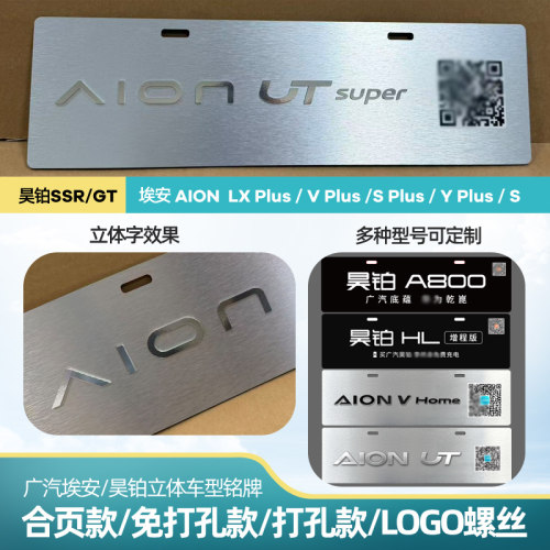 埃安UT车铭牌立体字aionv