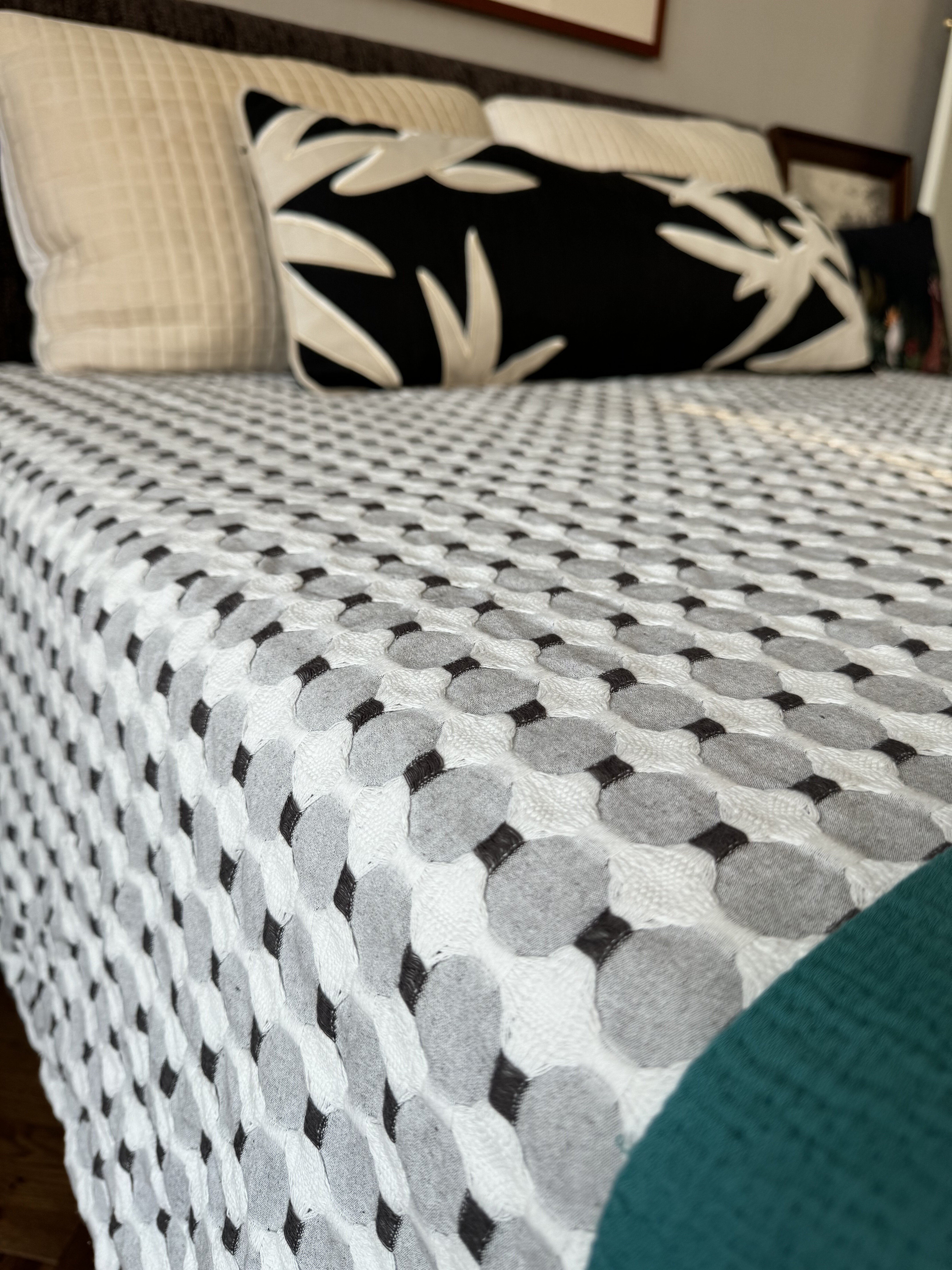 外贸出口加厚棉麻色织大蜂巢编织双人床单厚实防滑透气毯比亚麻软