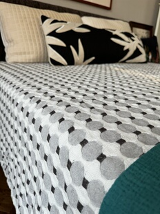 外贸出口加厚棉麻色织大蜂巢编织双人床单厚实防滑透气毯比亚麻软