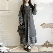 日常甜美秋冬款 素套装 毛呢加绒汉元 七婉居原创汉服女明制圆领长款