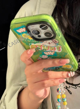 CASE艺术家涂鸦狗狗绿色夏天苹果16Promax手机壳适用苹果17pro/16/15/14/pro/plus/13promax防摔手机保护套12