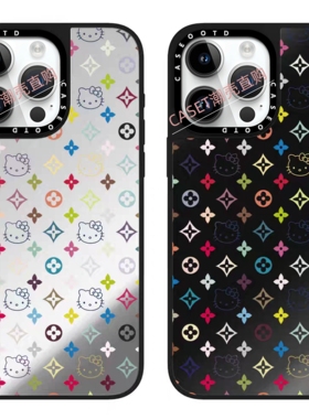 CASE经典老花HelloKitty凯蒂KT猫适用于iPhone16ProMax壳苹果16/15/Pro可爱高级感14磁吸13/12防摔保护11硬壳