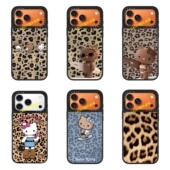 CASEOOTD豹纹KT猫凯蒂猫适用于苹果17Promax手机壳卡通iPhone17 pro plus保护壳磁吸13防摔保护套11