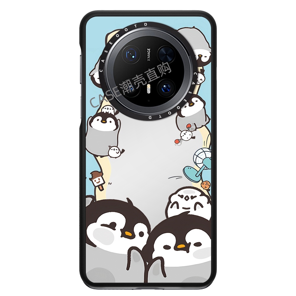 CASE企鹅呆小毛夏日适用于华为Mate70/70pro磁吸手机壳镜面60华为mate60pro保护套mate70卡通60pro防摔保护壳