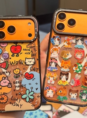 CASE手绘卡通插画涂鸦适用于iPhone17promax手机壳星宇橙苹果17/16/15/14/pro/max防摔保护壳13pro可爱1211壳