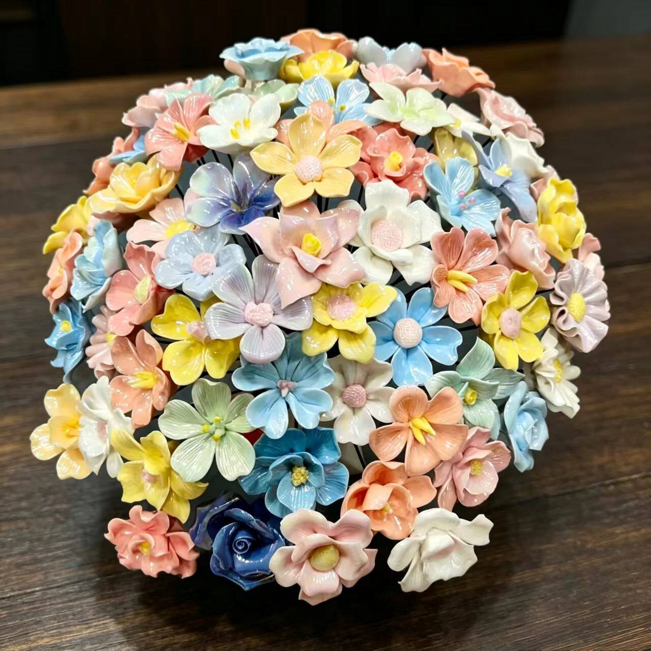 手工陶瓷七彩闪亮仿真花束教师节