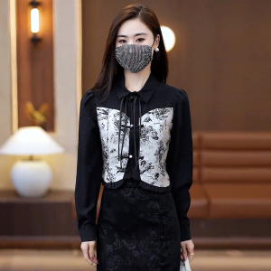 新中式国风水墨画套装2024春季新款女士上衣中长款包臀裙两件套