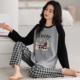 睡衣女春秋纯棉长袖 可外穿宽松6XL 全棉家居服特大码 休闲套装 100%