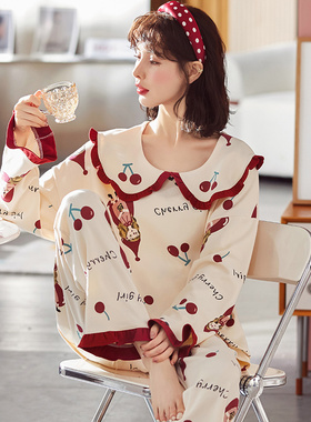 加肥加大码睡衣女春秋冬胖妹妹200斤纯棉长袖家居服套装特大码5XL