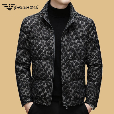 奥特莱斯大牌专柜正品冬季新款男士立领加厚字母印花白鸭绒羽绒服