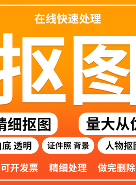 抠图PS水印去除白底图更换背景透明图jpg人像精细修图片代扣图png
