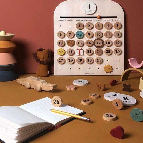 Wood Perpetual calendar儿童万年历主题益智玩具时间学习高颜值
