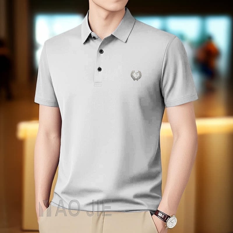 男士夏季短袖大码冰丝网眼polo衫透气上衣翻领商务款休闲半袖T恤