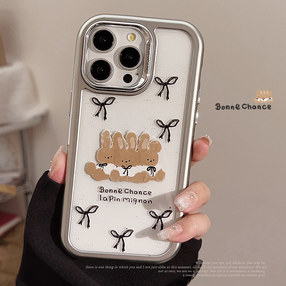 甜酷ins风蝴蝶结玩偶兔适用于iPhone17手机壳新款苹果16promax透明女款15全包软壳14防摔17promax硅胶保护套