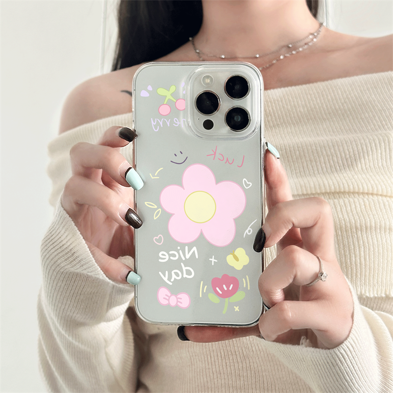 ins夏日韩系小清新花朵使用苹果15promax手机壳新款iPhone16简约小众14高级感女款13防摔不撞款12全包保护套