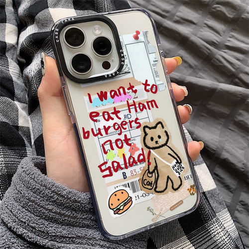 原创插画小猫购物日记苹果15promax手机壳新款适用于iPhone16设计感13小众女款12防摔全包17promax硅胶14软壳