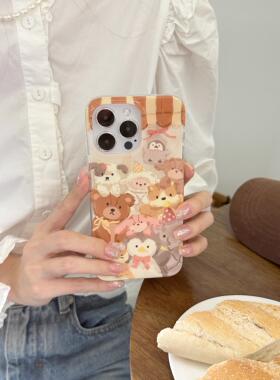 ins可爱卡通玩偶适用iphone14promax手机壳苹果12新款14双层13女款15promax创意13pro防摔苹果11保护套