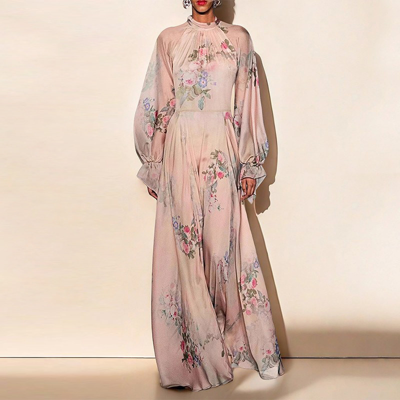 法式复古碎花连衣裙2024新款气质仙女裙飘逸印花及踝长裙春秋女装,女装/女士精品,连衣裙,淘宝优惠券,粉丝福利购,淘宝优惠卷